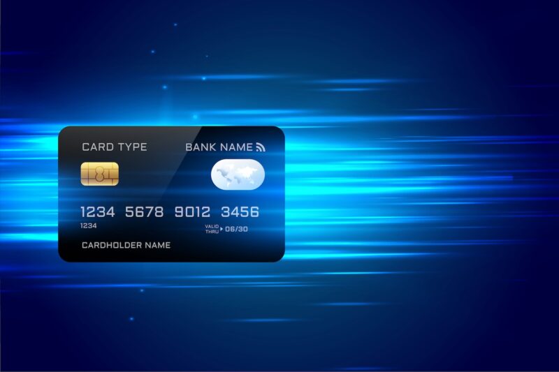 A credit card during a digital transaction