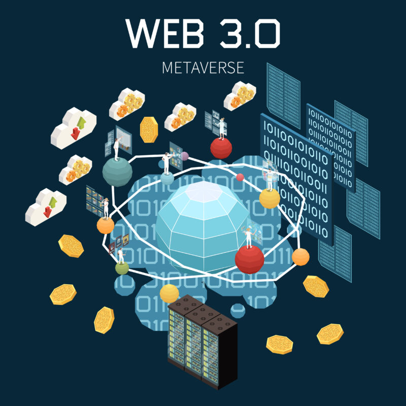 Image of web 3.0 with many icons