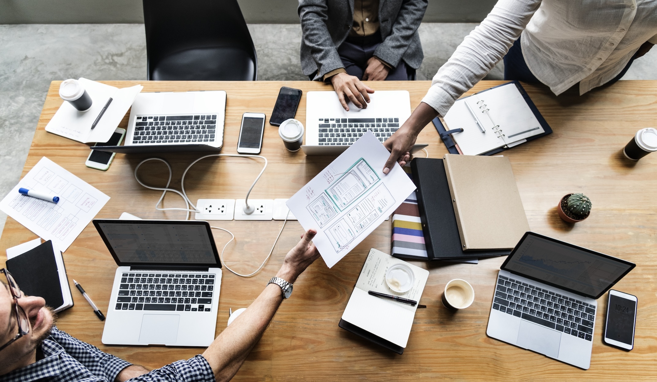 Businesspeople working on computers