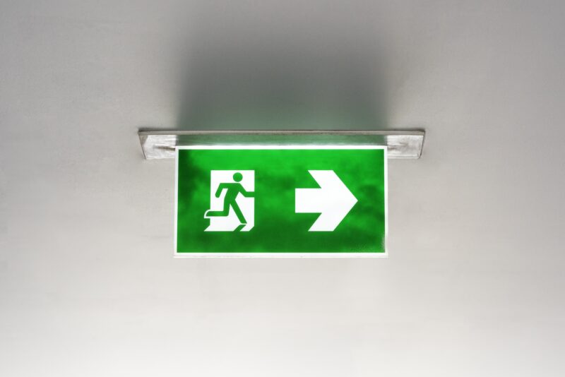 A green exit sign.