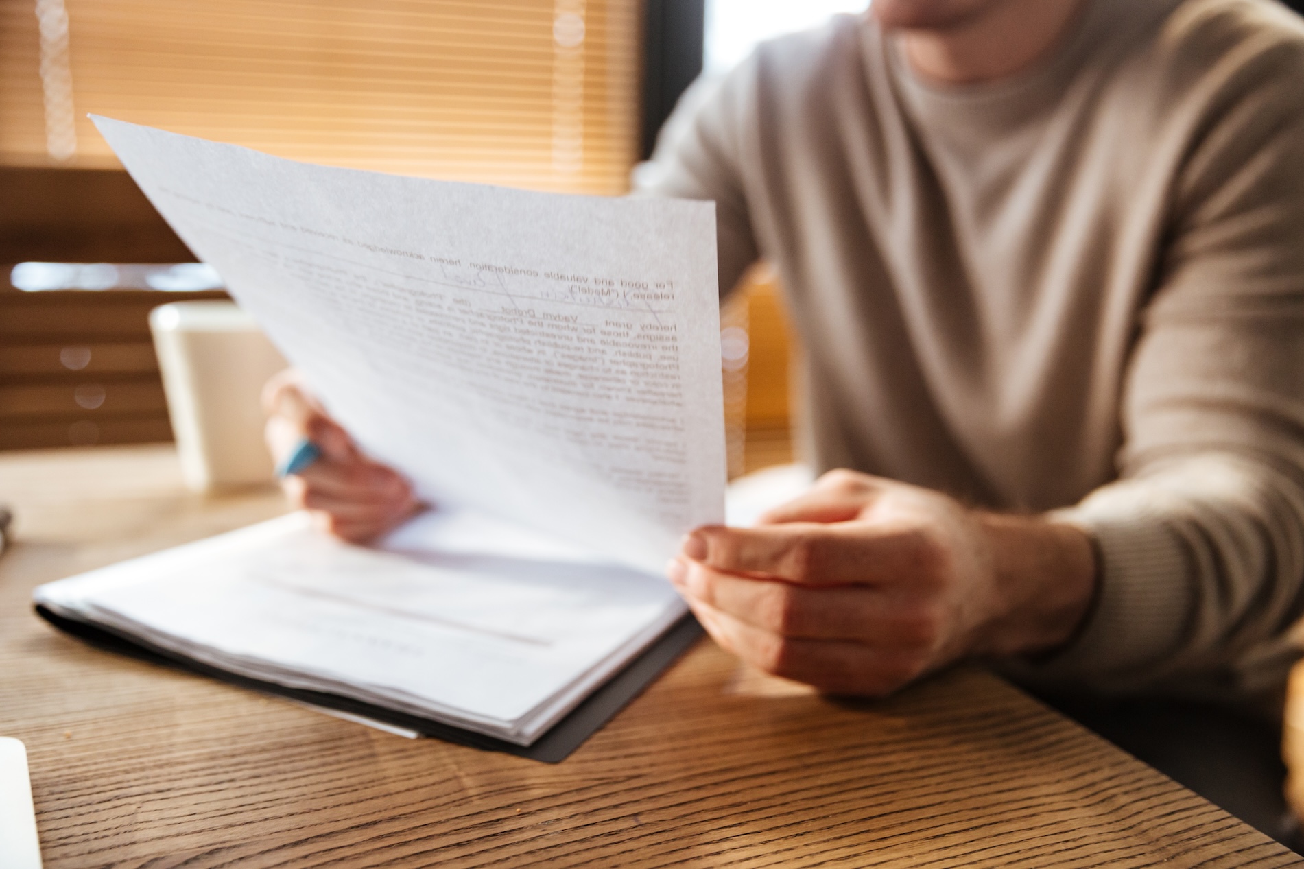 Man studying documents