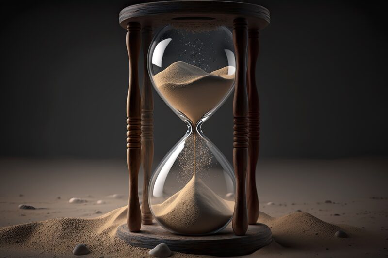 Sand through hourglass